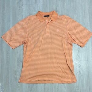 🔥BUNDLESALE Mens XL Oxford Golf Peach and White Polo Shirt Classic Design nwot